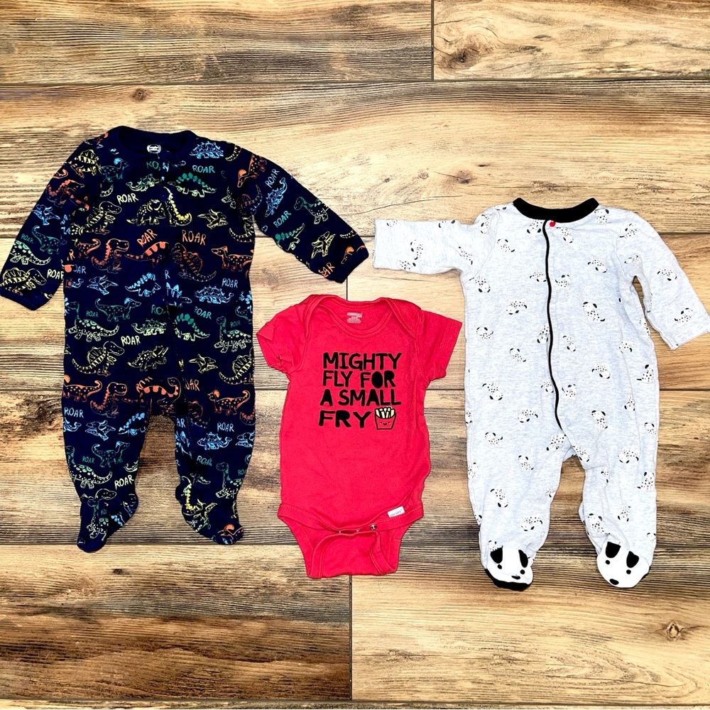 Bundle Lot of 3 Baby 3-6 Month - Bodysuit & 2 Zipper Pajamas - Retails $52